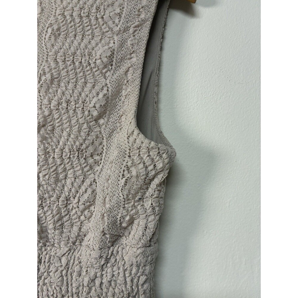 Rabbit Rabbit Rabbit Designs Midi Dress Sleeveless V-NeckTan Lace Stretchy L - Picture 10 of 13